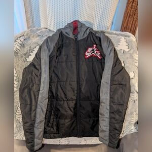 Jordan Nike Air Black and Gray Puffer Jacket (Broken Zipper)